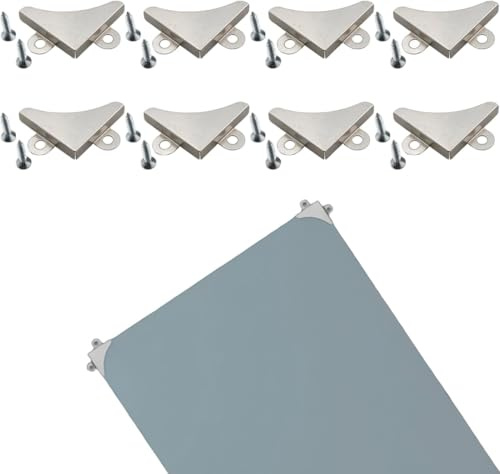 8PCS Mirror Corner Brackets - Mirror Clips - Metal Mirror Fixings - Picture Holder for Wall - Glass Fastening for Bathroom Mirror Hanging (Silver)