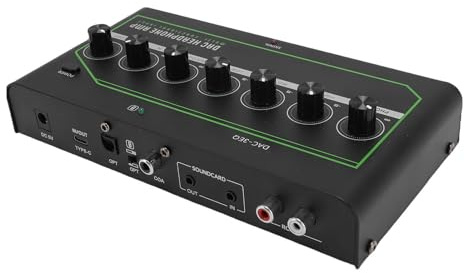 Denash Amplificador de Auriculares de Juegos, DAC con Control de Agudos de bajo, Soporte de para Computadora de Teléfono Móvil, Transmisión Inalámbrica de Sonido de (Enchufe de la UE)
