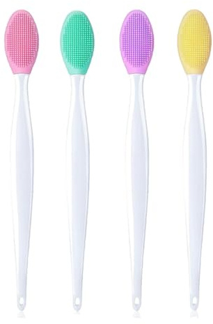 ZORVYN 4 Pcs Pennello Labbra in Silicone per Peeling, Spazzola Labbra Doppia Faccia, Pulizia Naso e Mitesseri, Pennello Morbido per Labbra, Scrub Labbra