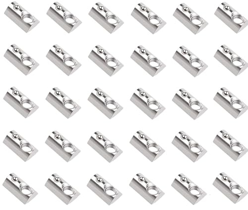 iguTrail 30 Stück Nutensteine mit kugel Nut 8, 40-Serie Nutenstein M8 Gewinde mit Zentrierung Steg, Kohlenstoffstahl Gleitmutter mit Federkugel T Nutsteine Set für Aluminiumprofil-Extrusionsschlitz