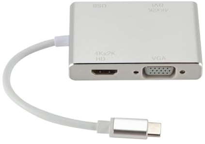 Adaptateur 4 en 1 4K USB C vers HDMI VGA DVI USB3.0 Type C Hub, Compatible for MacBook Pro/MacBook Air/Samsung/Huawei/Xiaomi, Adaptateur Type C Hub.