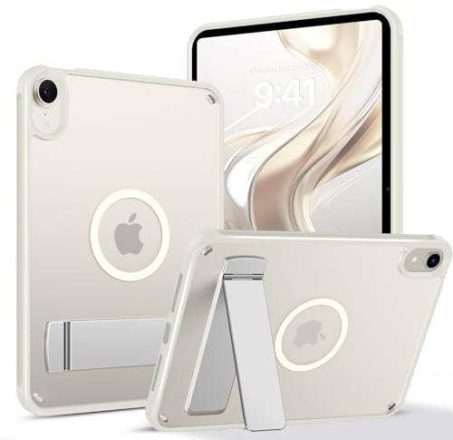 YINLAI for iPad Mini 7 Case iPad Mini 6 Magnetic Case with Stand, Translucent Matte Back Soft TPU Bumper Military Grade Full Body Cover Protective Cover for iPad Mini 7(2024)/Mini 6(2021), Light Grey