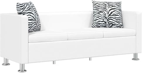 HUAKEHOM 3-Sitzer Sofa Couch Loungesofa Relaxsofa Relaxcouch Kunstleder Weiß