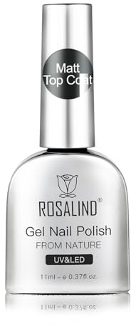 Rosealind Matt Top Coat UV nagellack, 11 ml gel nagellack, matta, överlack, soak-Off UV LED-topplack för gelnaglar nagelkonst manikyr