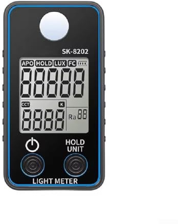 Oniissy Digitales Luxmeter SK-8201/SK-8202 mit Beleuchtungsstärke, Farb- und CRI-Messung, 0,5–300.000 LUX Bereich, schnelle 4s Abtastung, LUX/FC-Einheiten, Hold(SK-8 202)