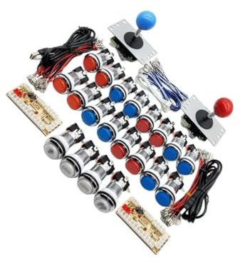 mophrati Arcade Gaming DIY Kits für 2 Spieler, galvanische Tasten und einfaches Plug and Play, Win10/Win8/Win7/Vista/XP/2000/98