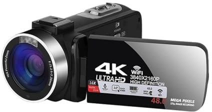 SHEHUALI Caméra vidéo, Caméscope Professionnel 4K for Youtube, TikTok et Vlog en Streaming avec Zoom numérique 16x, caméras vidéo Wi-FI à Vision Nocturne Infrarouge(Z114K-Host Only)