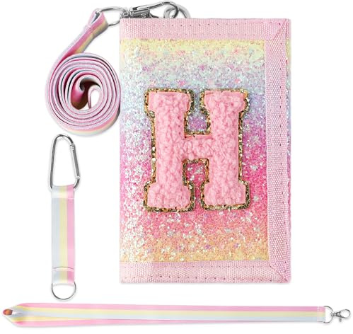 GmeDhc Barn bröstväska, barnplånbok flickor rosa bokstäver A-Z, flickplånbok med axelrem och upphängningsspänne, plånbok att bära över axeln Schultüte för flickor, B, 12 x 9 x 2.5 cm, Modern