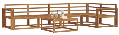 vidaXL Outdoor-Sofagarnitur 6 pcs Natur Massivholz Akazie, Gartenmöbelset, modernes Patiosofa, Robustes modulares Lounge-Set, Outdoor-Sitzgelegenheit für Garten, Poolbereich, Akazienholz
