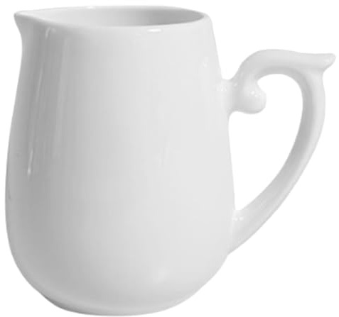 EXAOMBLE Bricco per Latte in Ceramica Bianco 160ml Design Moderno e Tocco Confortevole per Casa e Caffetteria Versatore Pratico ed Elegante