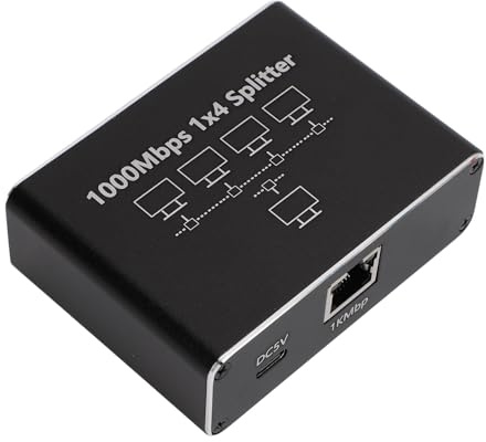 YUKERMARB Splitter Gigabit Ethernet, Splitter LAN da 1 a 4 con Cavo di Alimentazione USB C, Internet Ad Alta velocità 1000 Mbps per Cavo Cat 6/7/8, Switch Router Ethernet per PC,