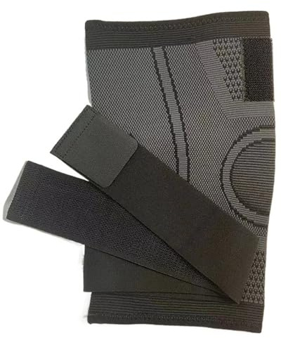 SparklWLeaf Sportkniebandage Schnür-Druck-Sport-Strick-Knieschützer Kniescheibenschutz Laufen Basketball Mountainbike Badminton Knieschützer für Basketball Tennis Yoga Gartenarbeit(Black,L)