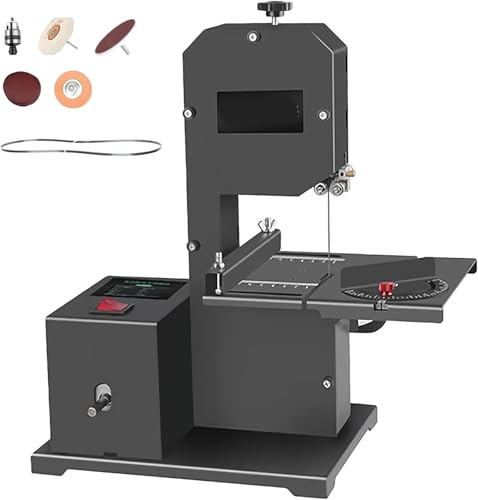 Segatrice A Nastro Da Banco Per Lavorazione Del Legno 1750rpm, Sega Elettrica Con Tavolo Inclinabile 0-45°, Profondità Di Taglio 70mm 2-3/4 Per Legno E Schiuma