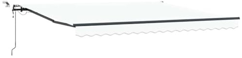 GHVBNMF Toldo con brazo articulado, blanco, 400 x 300 cm, toldo retráctil de poliéster para terraza y balcón, toldo estable con mando a distancia y sensor de luz para exteriores