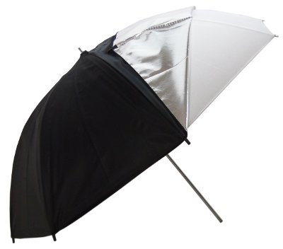 DynaSun UR05 Ombrello a Doppia Superficie Professionale da Studio, 84 cm, Nero/ Bianco/Argento
