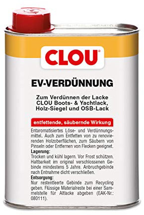 Clou EV-Verdünnung für Holz und Siegellack: Aromatenfrei, Löse- und Verdünnungsmittel, entfetten von Holzoberflächen, 250ml