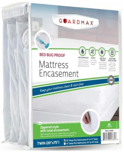 Guardmax Jersey Knitted Twin Zippered Mattress Encasement - Waterproof & Bed Bug Proof Mattress Protector - Comfortable, Soft, and Noiseless Zippered Bedding - Dust Mite Proof (39 x 75 x 10)