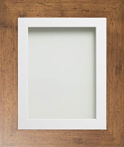 Frame Company Watson Range Rustic 14x11 inch Picture Photo Frame with White Mount for Image 12x8 inch *Choice of Sizes* Fitted with Real Glass