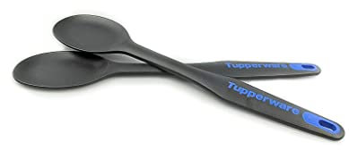 TUPPERWARE Griffbereit Kochlöffel(2) schwarz-blau D174 Rührlöffel TOP-Kochlöffel