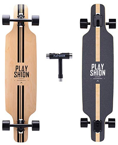 Playshion Longboard, Drop-Through, Freestyle, Skateboard, Cruiser