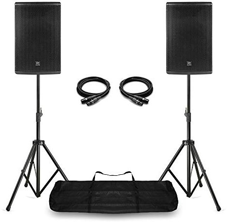Power Dynamics PD410A 10 Active DJ Speaker Pair with Stands and Cables, Portable Bluetooth PA System for DJs, Live Music & Events, 800W Bi-Amp Sound, Lightweight & Easy Setup