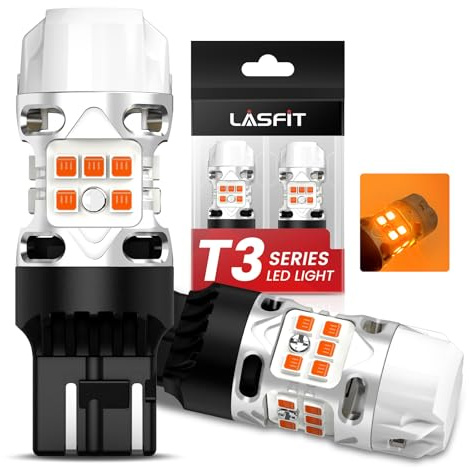 LASFIT 7440 LED Bulb Anti Hyper Flash Canbus 7443 Front or Rear Turn Signal Light 7444na 7441 7444 7440NA W21W WY21W Bulbs No Load Resistor Need, Upgraded Amber (Pack of 2)