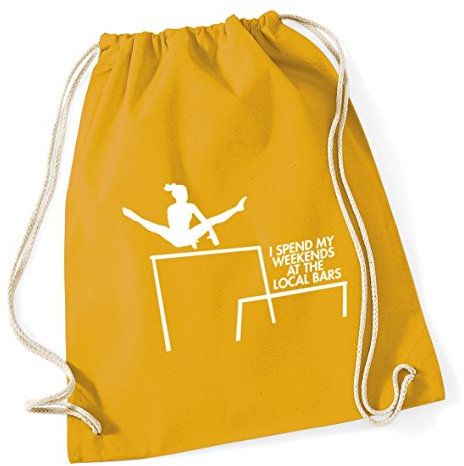 Hippowarehouse I Spend My Weekends At the Local Bars Gymnastics Drawstring Cotton School Gym Bag 37cm x 46cm, 12 litres