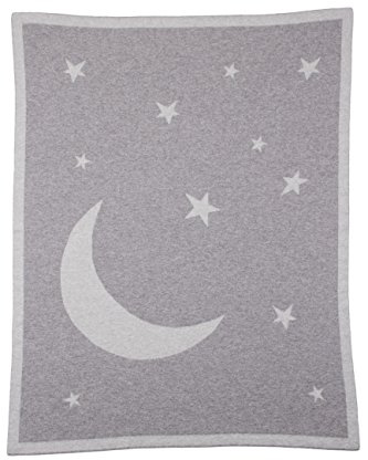 Love Cashmere Lune et Étoiles 100% Cachemire Couverture de Bébé - Gris - Fait main à Écosse