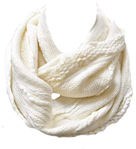 Euly Strickschal Loop Schal Rundschal Schlauchschal Halstuch Winter Schal Damen Neu (007 Weiß)