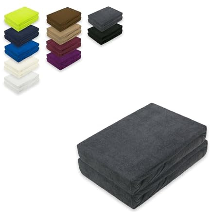 EXKLUSIV HEIMTEXTIL Frottee Spannbettlaken Doppelpack 90-100 x 200 cm 80% Baumwolle, 20% Polyester Öko - Tex Zertifiziert, Markenqualität, Matratzenhöhe bis 25 cm, Anthrazit