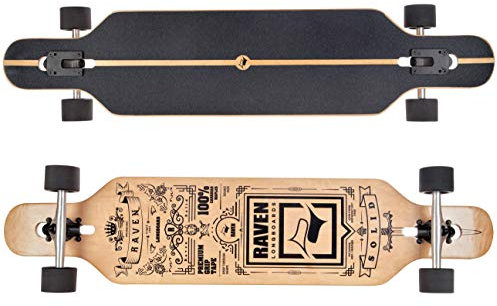RAVEN Longboard Skateboard für Kinder Erwachsene Jungen Mädchen | Aluminium Trucks | PU Räder | ABEC-9 Chrome Kugellager | (Solid)