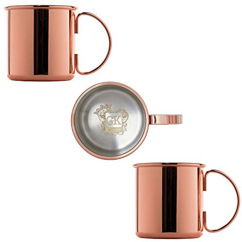 ALANDIA Gobelets en Cuivre Moscow Mule | Lot de 2 | Meilleure Qualité | Extérieur Plaqué Cuivre, Intérieur Acier Inoxydable, donc facile à nettoyer | Or Rose | Aussi idéal pour Gin Tonic