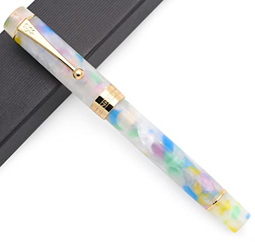 JINHAO Century Tofu 100 18KGP Füllfederhalter aus vergoldetem Harz (Farbenfroh, Mittlere Feder)