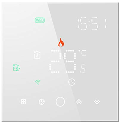 Qiumi programmierbarer WiFi Wasserthermostat mit LCD und LED-Matrix-Anzeige | 5A 95-240V AC, augenschonende Anzeige, kompatibel mit Alexa & Google Home