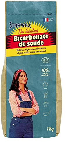 STARWAX THE FABULOUS - Bicarbonate de Soude Ménager - 1kg - Nettoie, Dégraisse, Désodorise et Fait Briller Toute la Maison - 100% d'Origine Naturelle - Fabriqué en France