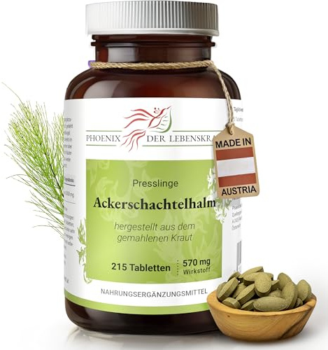 Ackerschachtelhalm Tabletten 570mg | 215 Tabletten Equisetum arvense | Top Premium Qualität aus Österreich | Vegane Tabletten statt Kapseln ohne Zusatzstoffe | Zinnkraut, Schaftheu, Katzenwedel