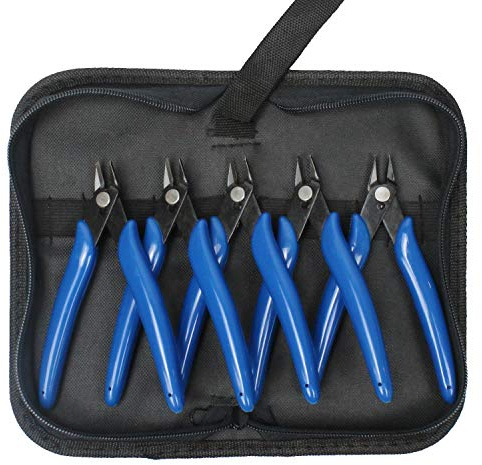 KALIM 5Pcs Flush Cutter Interne Federschneidezange 5 Zoll kleine Drahtschneider für Drähte, Schmuck, Schrauben und Heimwerker, eine 8-Zoll-Aufbewahrungstasche als Geschenk.
