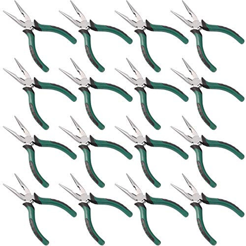 ZOENHOU 16 PCS 6 Inch Needle Nose Pliers, Spring Loaded Fine Needle Nose Pliers, Long Nose Pliers with Wire Cutter and Anti Slip Handle, for Cables Bending Wire PCB Board Jewelry Making