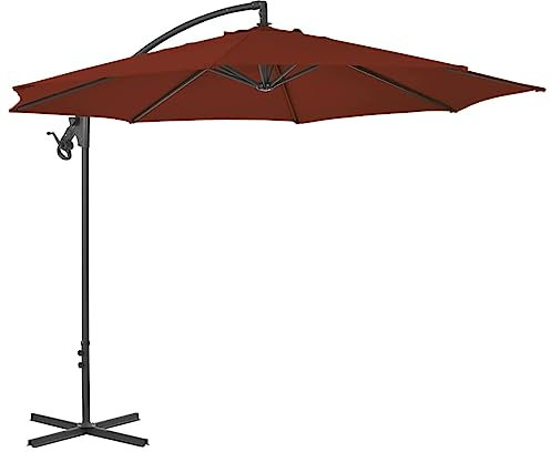 vidaXL Ampelschirm mit Stahlmast Lüftung Kurbelsystem Sonnenschirm Gartenschirm Marktschirm Strandschirm Kurbelschirm Schirm 300cm Terracotta-Rot