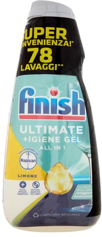 Finish Quantum + Hygiene-Gel, Spülmaschinen-Gel mit der Kraft von Napisan, Multifunktion, Fresh, 78 Waschladungen, 3 Packungen mit 26 Waschgängen – 1966 g