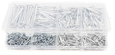 binifiMux 650pcs Hardware Nail Assortment Kit, Common Nails, Wood Nails, Picture Hanging Nails, Picture Nails for Wall Drywall Wood, Wall Nails for Hanging, Frame Nails