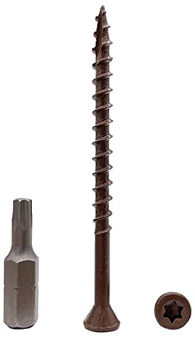 (förpackning med 400 st) brun korrosionsfinish 4,2 x 65 mm trädäcksskruvar, träskruvar, torxhuvud, typ 17, försänkt huvud, ytterskruv (400, 4,2 x 65 mm)