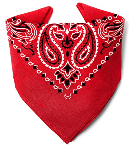 Karl Loven Bandana Rouge 100% Coton Paisley Foulard Fichu Bandeau Tour de Cou Tête Echarpe Pastel Bracelet Homme Femme Enfant …