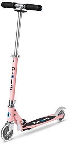 micro Sprite LED Kinder Kinderscooter | Cityroller mit LED-Rollen | klappbar und Lenker höhenverstellbar | ab 5 J. | Tretroller Farbe neon Rose