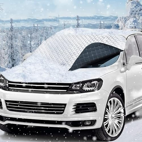 Feebee Copertura Parabrezza Auto Antighiaccio Inverno, Magnetico Copri Telo Esterno Parabrezza Anteriore di Macchina, Protezione Anti Gelo, Neve, Grandine, Parasole, UV