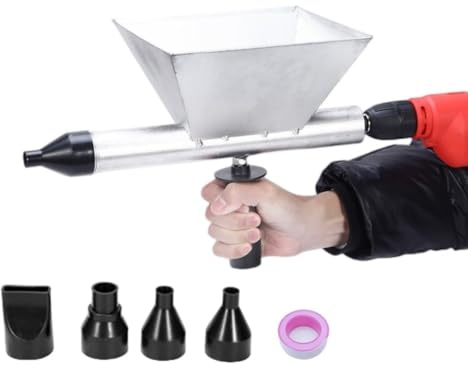 HaTur Electric Mortar Grout Gun, Stainless Steel Pointing Grouting Machine, Portable Cement Caulking Sprayer with 4 Nozzles (No Electric Drill)