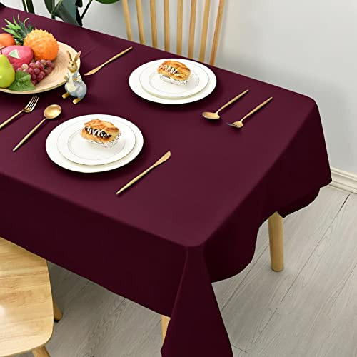 Hiasan Tischdecke Outdoor Wetterfest Abwaschbar, Weinrot 100x100cm | Tischdecken aus Polyester, Tischtuch wasserabweisend mit Lotuseffekt, Kratzfest für Esszimmer Restaurant Party Balkon Garten