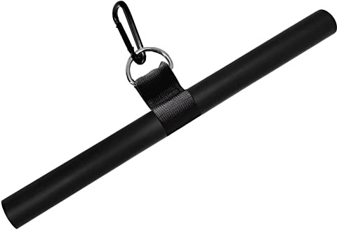 Topfinder Rotating Straight Bar Multi Gym Cable Attachments DIY LAT Pull Down Handles Bicep Tricep Bar with Carabiner (Nylon Rotating Tricep Bar)