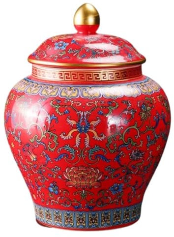Pot de Gingembre Pots De Gingembre Décoratifs, Pot De Temple En Céramique De Porcelaine Chinoise Ancienne Avec Couvercles Scellés, Cuisine À Domicile Pot de Gingembre Vase ( Color : D , Size : 13.6*17