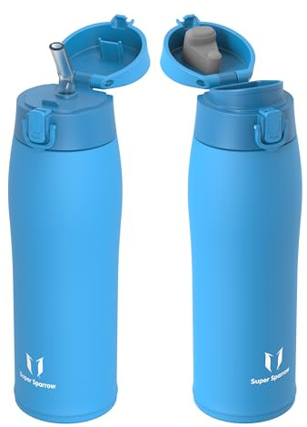 Sparrow Edelstahl Trinkflasche 750ml - Thermosflasche - 2 Deckel | Thermosflasche, BPA-Frei, Auslaufsicher, Thermobecher, Spülmaschinenfest, TwinSip, Sport, Outdoor Aktivitäten